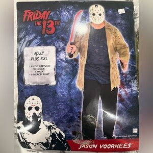 Adult Friday the 13th Costume with Mask and big Knife